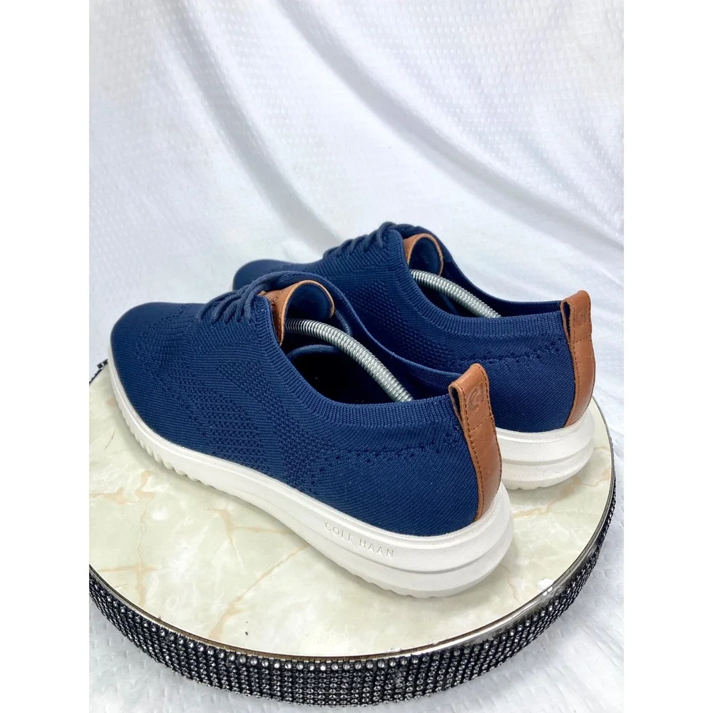 Cole Haan Zerogrand Stitchlite Wingtip Oxford Shoes Men 12 Navy Knit Preppy NEW